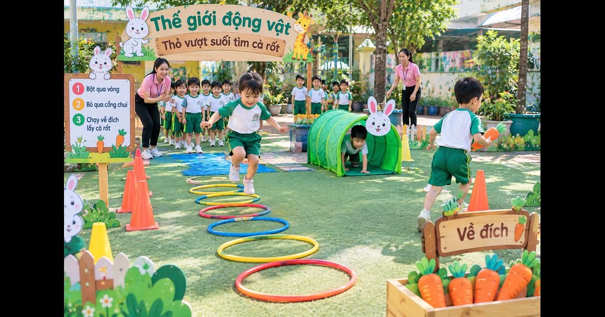 Bé vui chơi ngoài trời